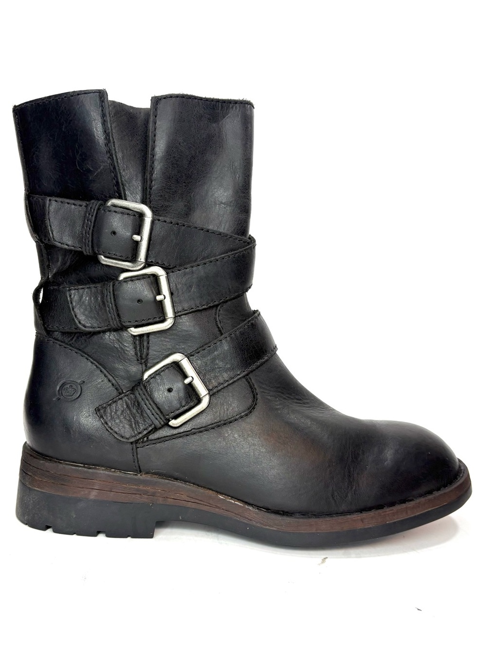 BORN Black Leather Moto Boots | 8.5